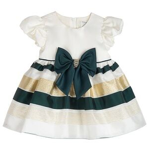 Rare Editions Baby Girls Satin Stripe Big Bow Dressy Dress